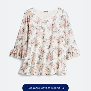 Papermoon Floral Print Ruffle Sleeve Blouse